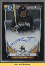 2014 Bowman Draft Black Wave Refractor 2/15 Justin Twine #BCA-JT Auto READ 2m4