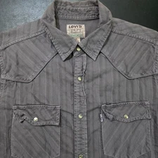 Levi’s Pearl Snap Shirt M Gray Stripe Western Cotton Short Sleeve Casual