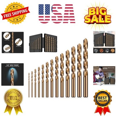Set, 13Pcs M35 High Speed Steel Jobber Length Drill Bit Kit for Hardened Meta...