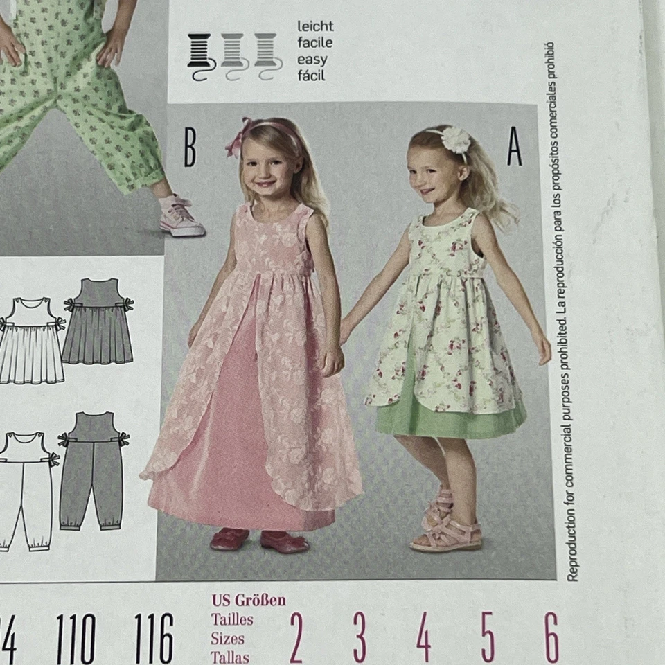 BURDA KIDS 9460 GIRLS DRESS & JUMPSUIT Sewing Pattern Ages 2 - 6  Skill: EASY - Image 2 of 4