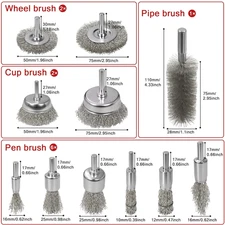 11 Pcs Metal Carbon Steel Wire Wheel for Drill Set,Wool Brush Drill Attachmen...