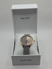Nine West Womens Watch Gray Dial Silver Mesh Bracelet Rose Gold