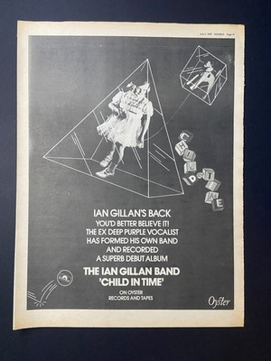 Ian Gillan Band ''Child In Time'' Full Page Poster Size Sounds Advert 1976