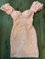 Windsor Pink Off-Shoulder Sequin Lace Bodycon Mini Dress S Sweetheart