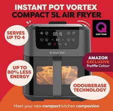 Instant Pot Vortex Compact Truffle Grey Air Fryer 5L Basket Family Size 4 in 1