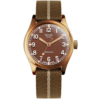 KUOE KYOTO OLD SMITH 90-002 Automatic Watch Khaki x Beige Strap