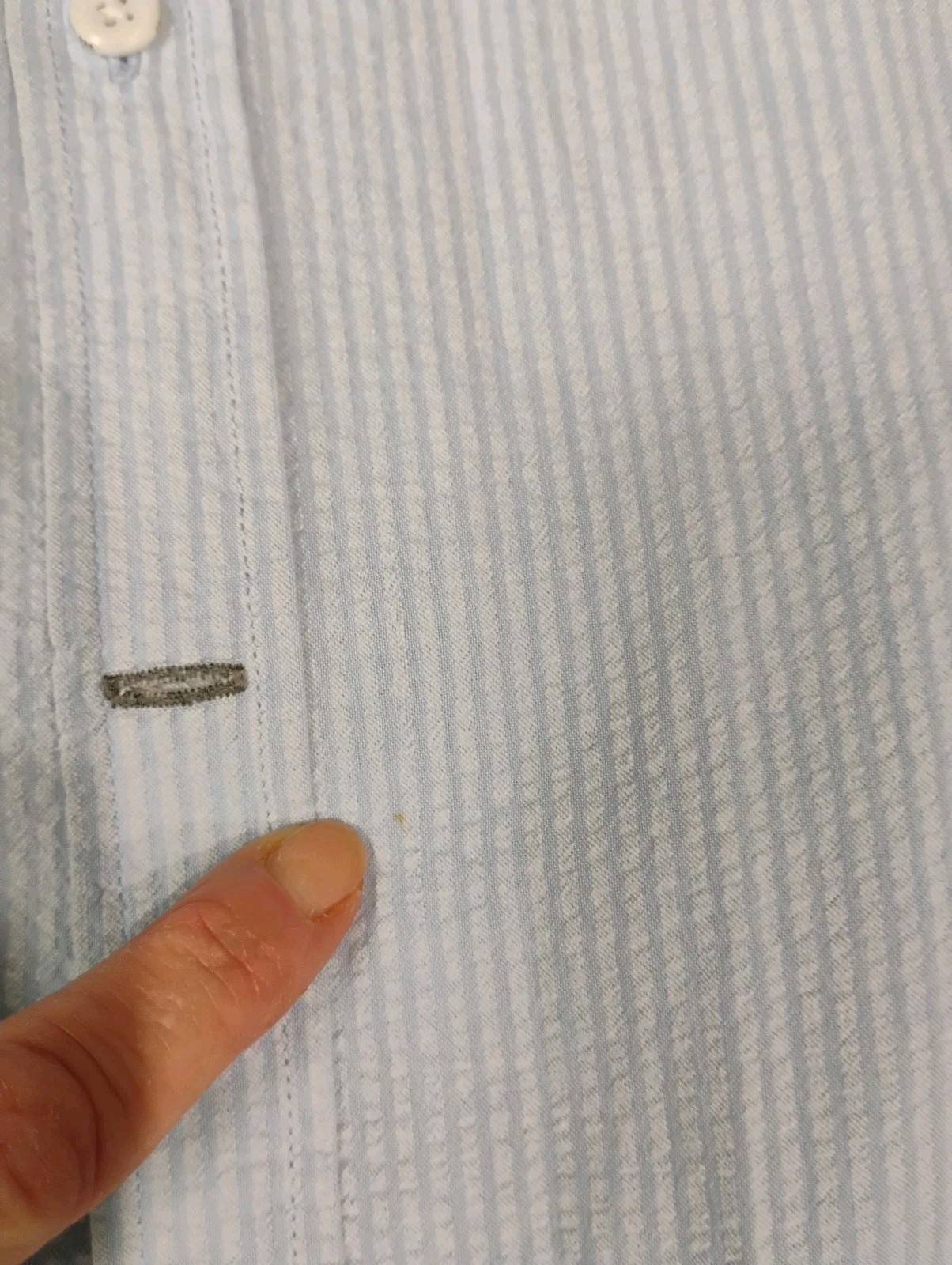 Frank & Oak Long Sleeve Button Down Shirt Mens Medium Blue Seersucker Cotton