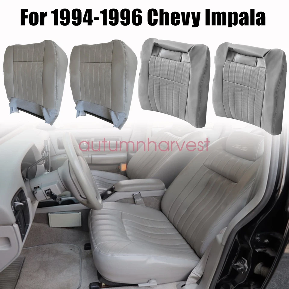 Серый перфорированный кожаный чехол на сиденье с обеих сторон для Chevy Impala SS 1994 1995 1996 годов выпуска - Изображение 3 из 4