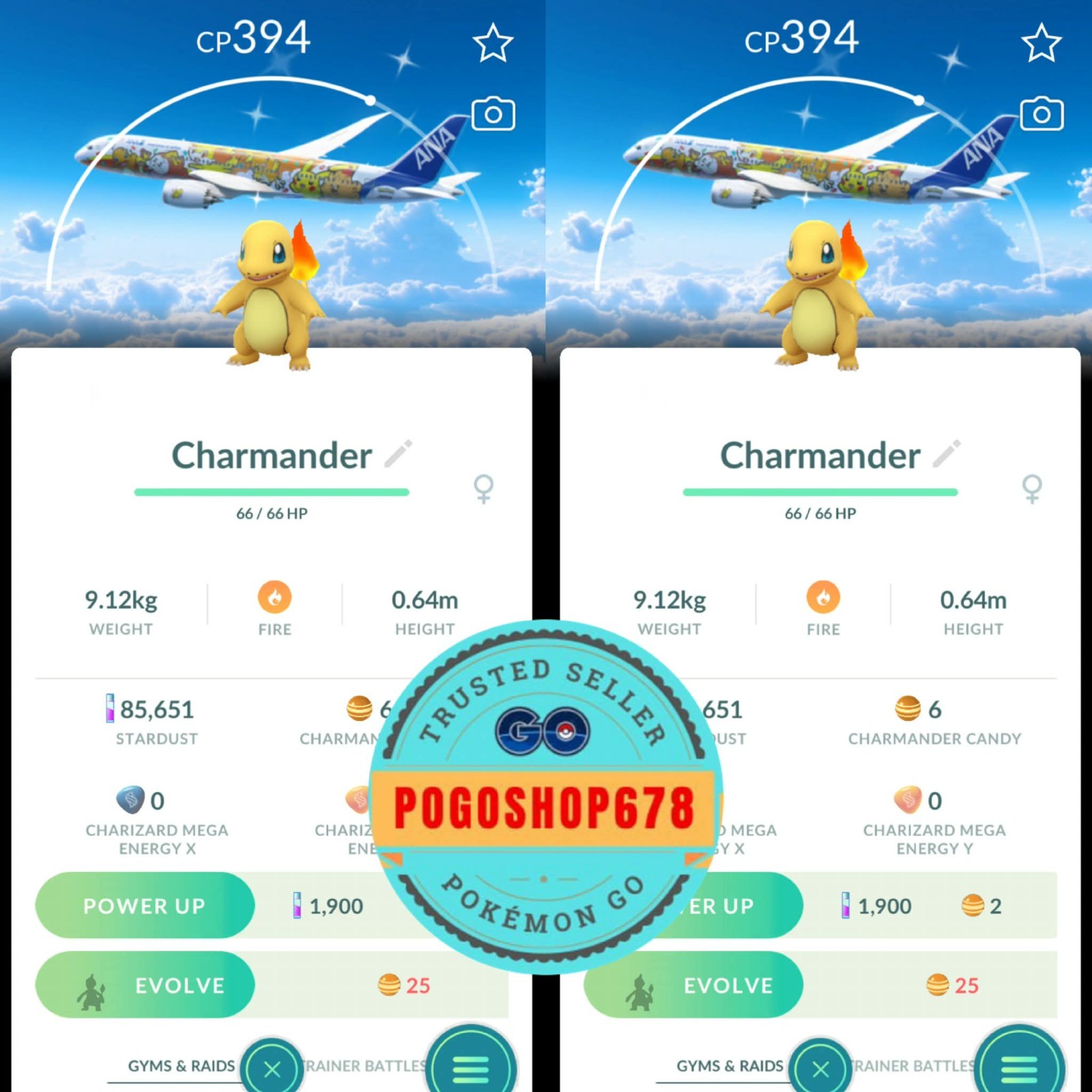 Pokémon Go - Shiny Charmander Red Pokemon Jet-Themed Background ✨ Trade or P T C