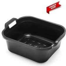 Addis 517936 Large Rectangular 10 Litre Washing Up Bowl with Handles, Black, 39