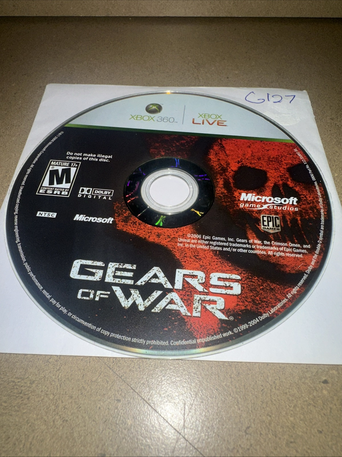 Gears of War Xbox 360 DISC ONLY Untested G127