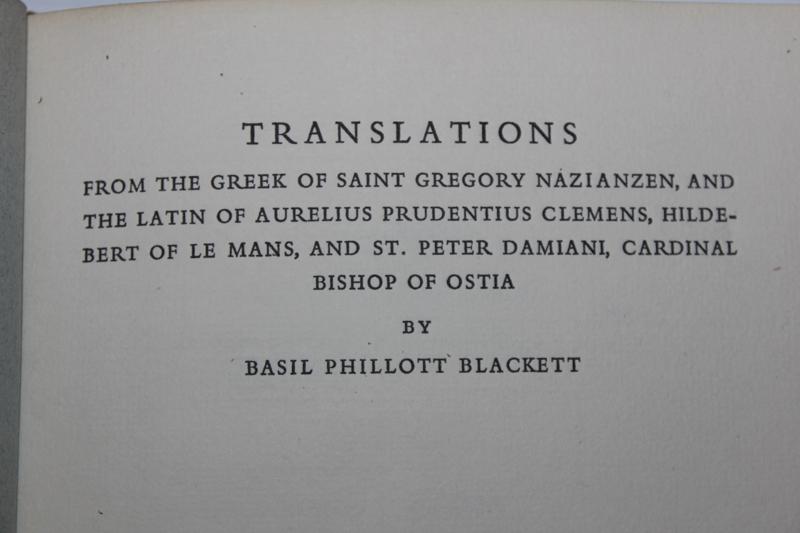 1937 Blackett Translations Saint Gregory Nazianzen  Guido Morris Latin Press
