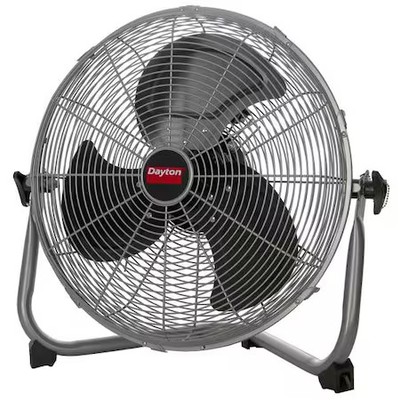 Dayton 61Ld82 Floor Fan, 3 Speeds, Silver, Wall And Ceiling Bracket