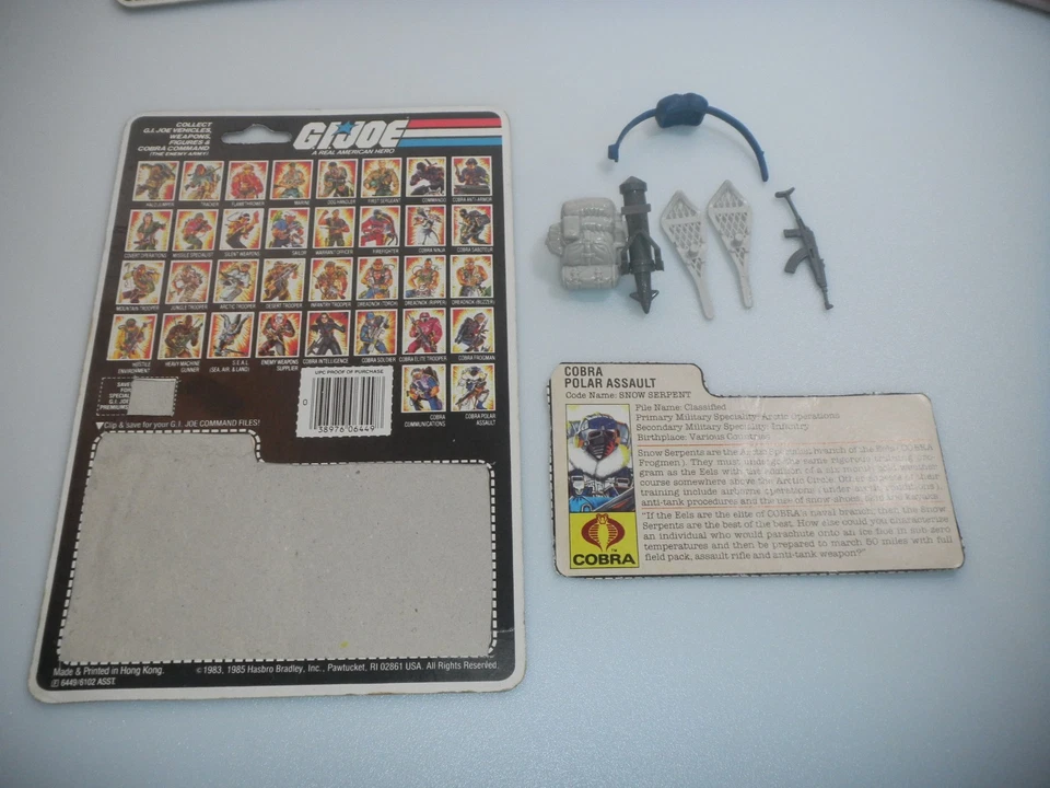 Figura Cobra Snow Serpent v1 1985 de colección G.I. GI Joe 3,75 ARAH *100 % completo Foto 3 de 4