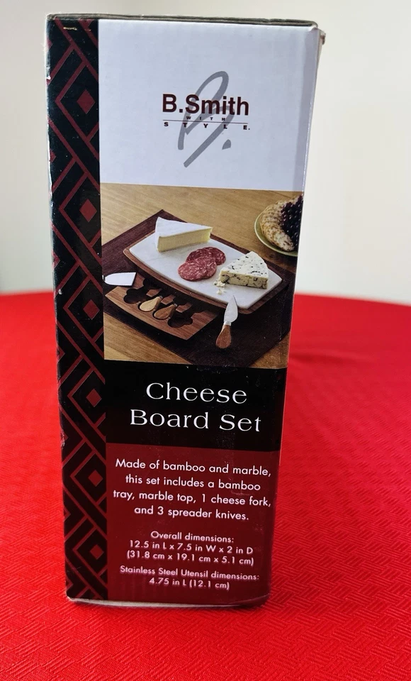 Charcuterie Board Set Bamboo & Marble Knife Set Cheese Board Serving Tray NEW ! - Image 3 of 4