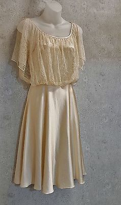 fleur wood silk dress Anthropologie Fleur Wood Lace overlay ivory Silk Dress sz Small