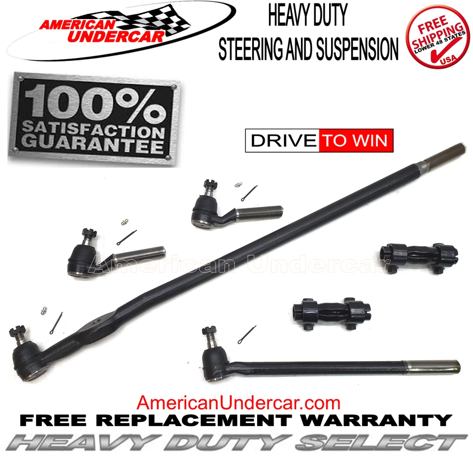 HD Ford F250 Tie Rod Drag Link Sleeve Steering Suspension Kit 1985 - 1994 4x4 - Image 2 of 4