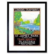 Vintage Ad Transport London Tramways St James Park Framed Print 9x7 Inch