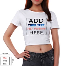 Women Exposed Navel T-Shirt Personalized Customize Crop Tops Tee Clothes Gifts