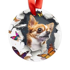 Chihuahua with Butterflies Dog Lover's Acrylic Ornament