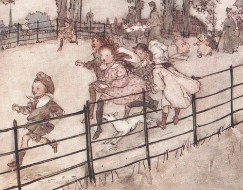 Children Play in Park Arthur Rackham 1906 Tipped-In Print Peter Pan ...