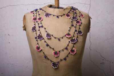 Oya Crochet Necklace Needle Lace 129.92'' BRAND NEW FAST Shipment mekiye-001