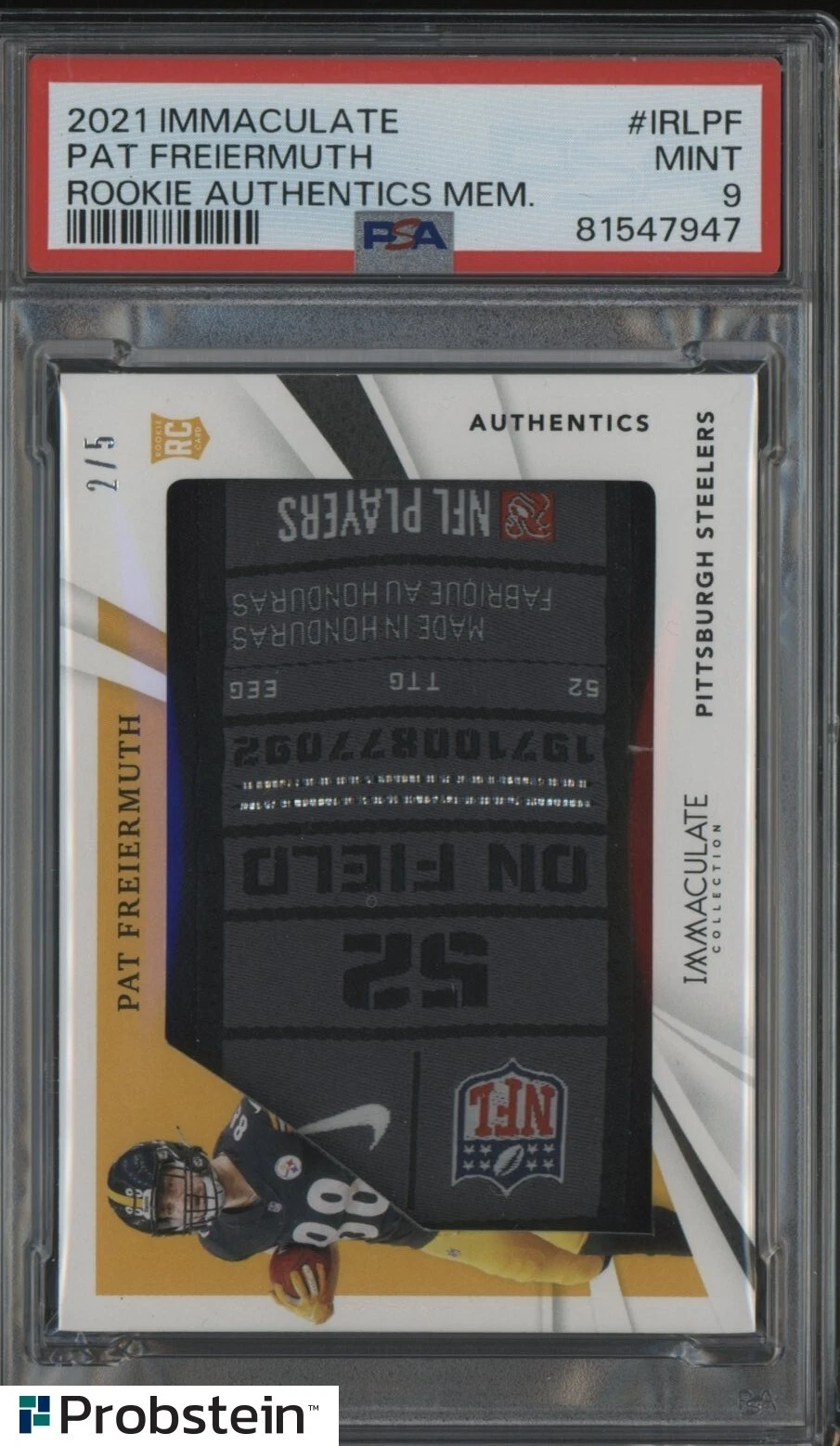 Pat Freiermuth Panini Immaculate Collection Rookie Authentics Memorabilia #IRLPF Base