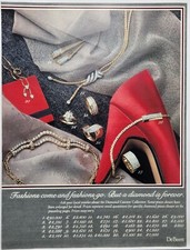 1983 DeBeers Jeweler Diamond Couture Collection Vintage Print Ad