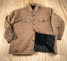 Thrashed Sherpa Lined Flannel Shirt Jacket Adult Large Brown Plaid Distressed
