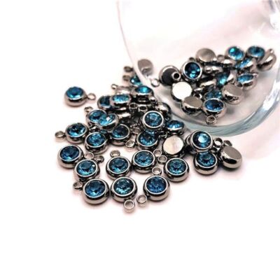 4, 20 or 50 BULK pcs Silver Light Blue March Birthstone Charms-US  Seller-LB1509