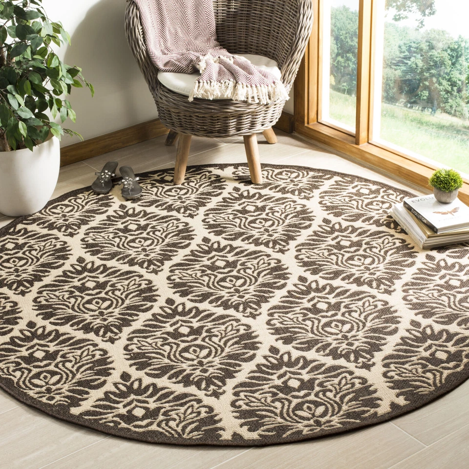 SAFAVIEH Outdoor LND135U Linden Collection Creme / Brown Rug - Image 2 of 4