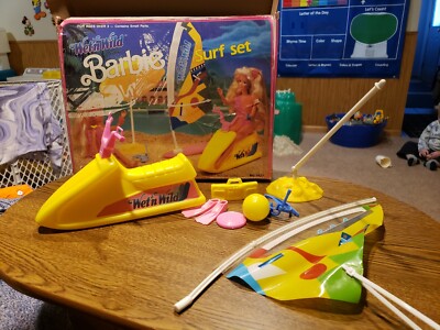 Vtg Barbie Mattel Arco 1989 Wet 'n Wild Set - Sea Do-Wind Surf-Accessories