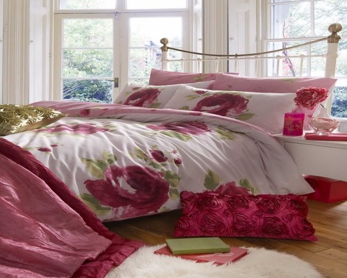 Floral Quilt Duvet Cover Bedding Bed Sets Pink Single Polycotton Shabby Chic NEW - Picture 2 of 2