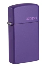 Zippo Slim Purple Matte Logo Pocket Lighter