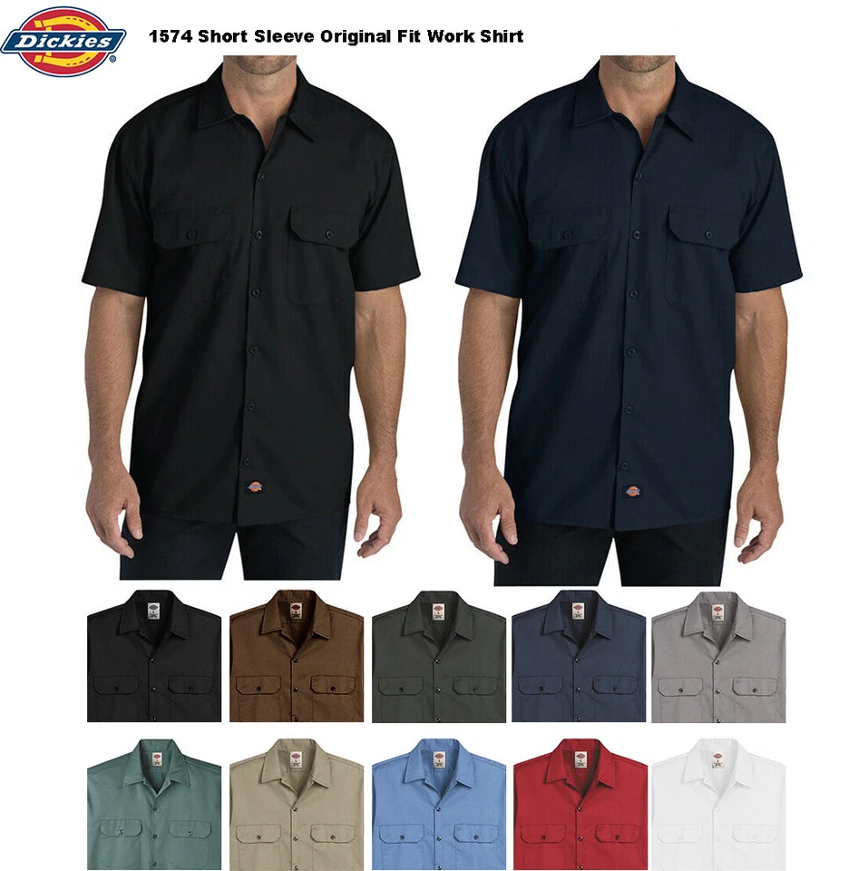 Dickies Men's Shirt Short Sleeve Button Up Casual Original Uniform Workwear 1574