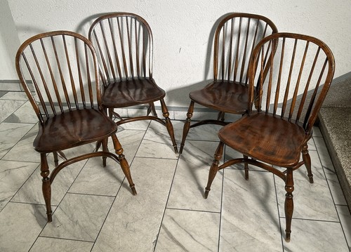 A Set 4 Antiken Englischen Windsor Esszimmerstühlen.18.Jahrhundert - Bild 2 von 12