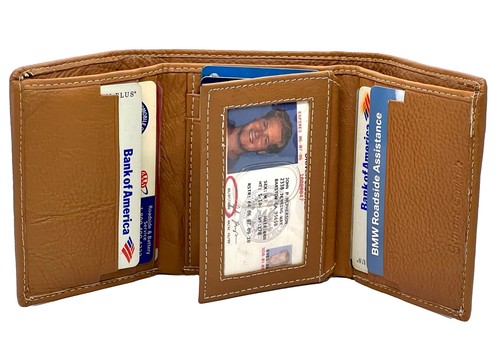 RFID Blocking Premium Leather enter Flap Trifold Wallet Center Flap - 第 16/23 張圖片