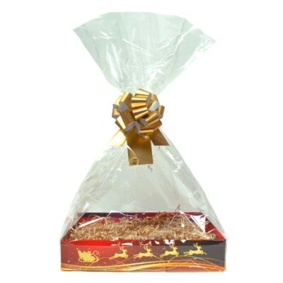 JAFFA IMPORTS Make Your Own XMAS Gift Basket DIY Hamper Kit - 30cm Tray, Shred, Bag, Bow, Tag