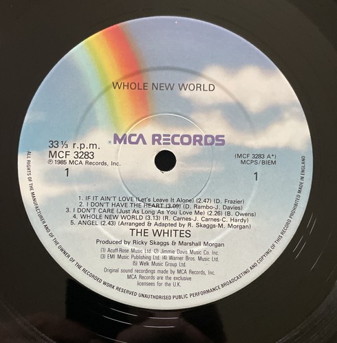 The Whites - Whole New World vinyl album record LP 1985 EX / EX CONDITION - Picture 3 of 4