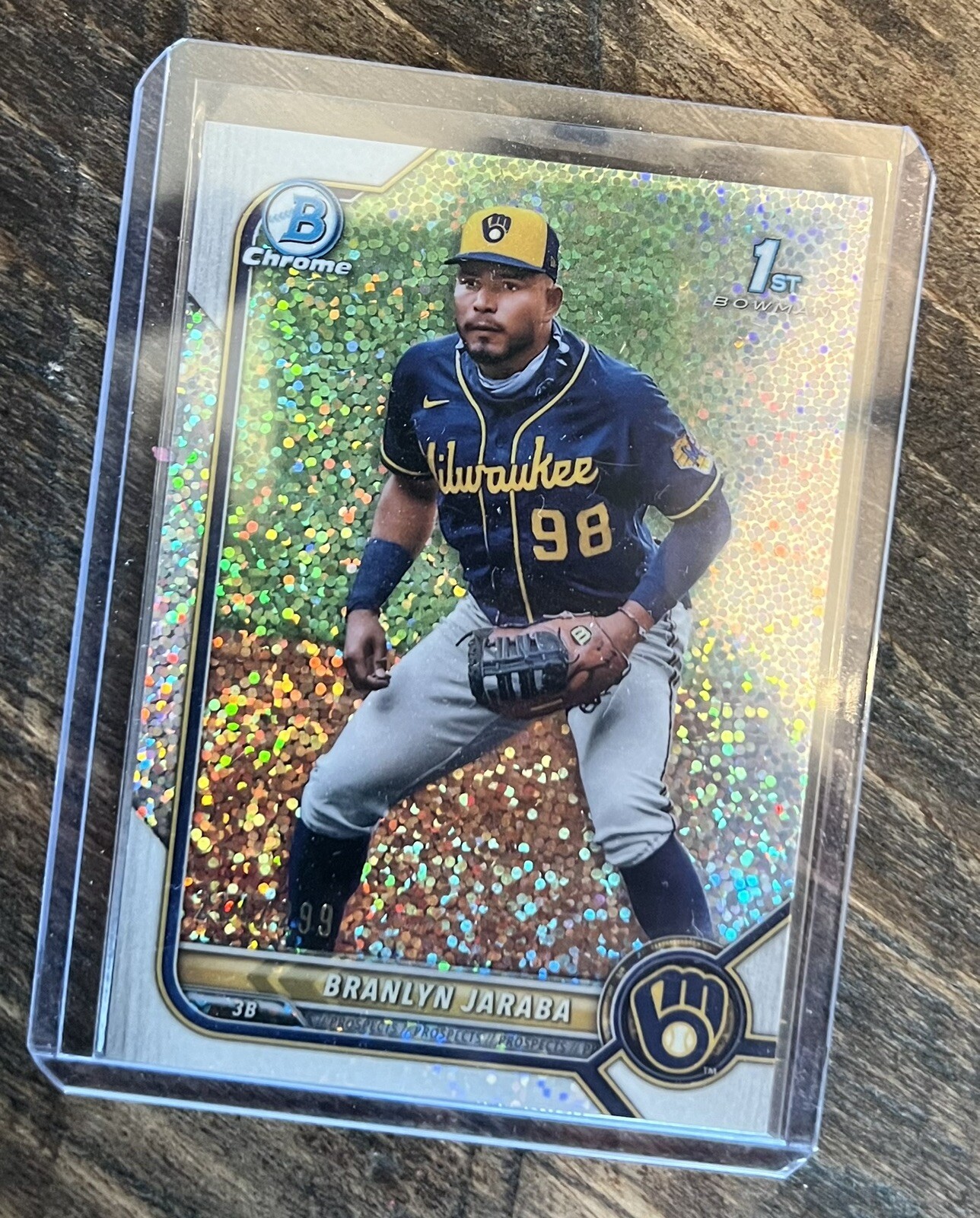 2022 Bowman #BCP-15 Branlyn Jaraba 1st Chrome Speckle Refractor /299