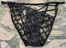 NEW Victoria Secret Dream Angels Shimmer Heart Embroidery Bikini - Black - XXL