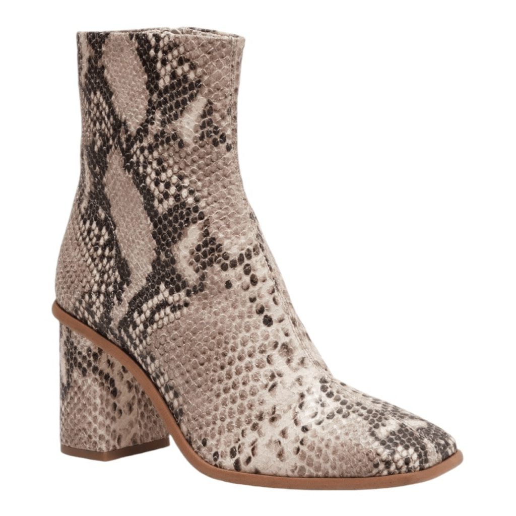 Free People Sienna ankle leather boots in moonlight snake print size NWB