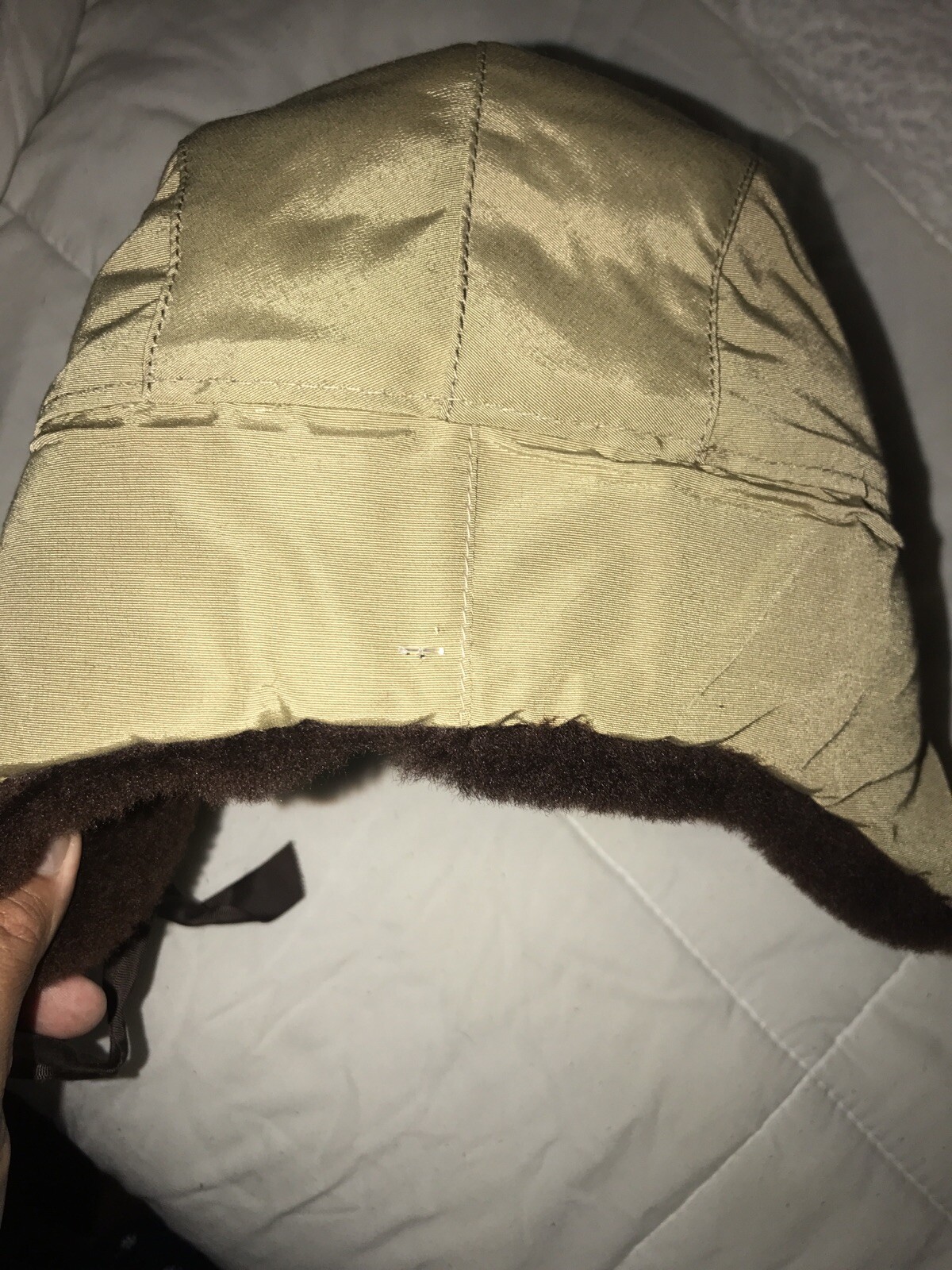 L.L. BEAN Hunters Hat VINTAGE Quilted Lining W/Fur Ear Flaps Warm Tan MEDIUM eBay