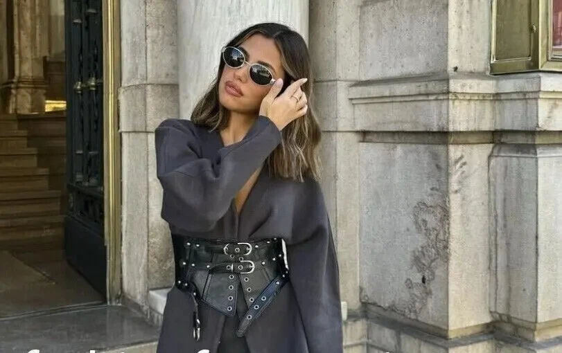 ZARA CINTURÓN CORSÉ CUERO TACHONADO NEGRO UK30 US30 EUR 80 REF 1736/238 Foto 3 de 4