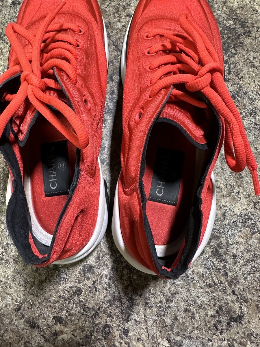 Authentic Men's Red Chanel CC Low Top Sneakers/Trainers Size 42