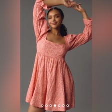 NWT Size LP -Pilcro Long-Sleeve Babydoll Mini Dress (100% Cotton) NWT USD158