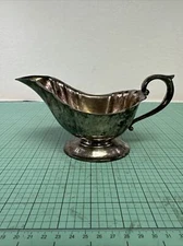 VINTAGE Silver Plated Gravy Boat Pleated 8" L X 4" H