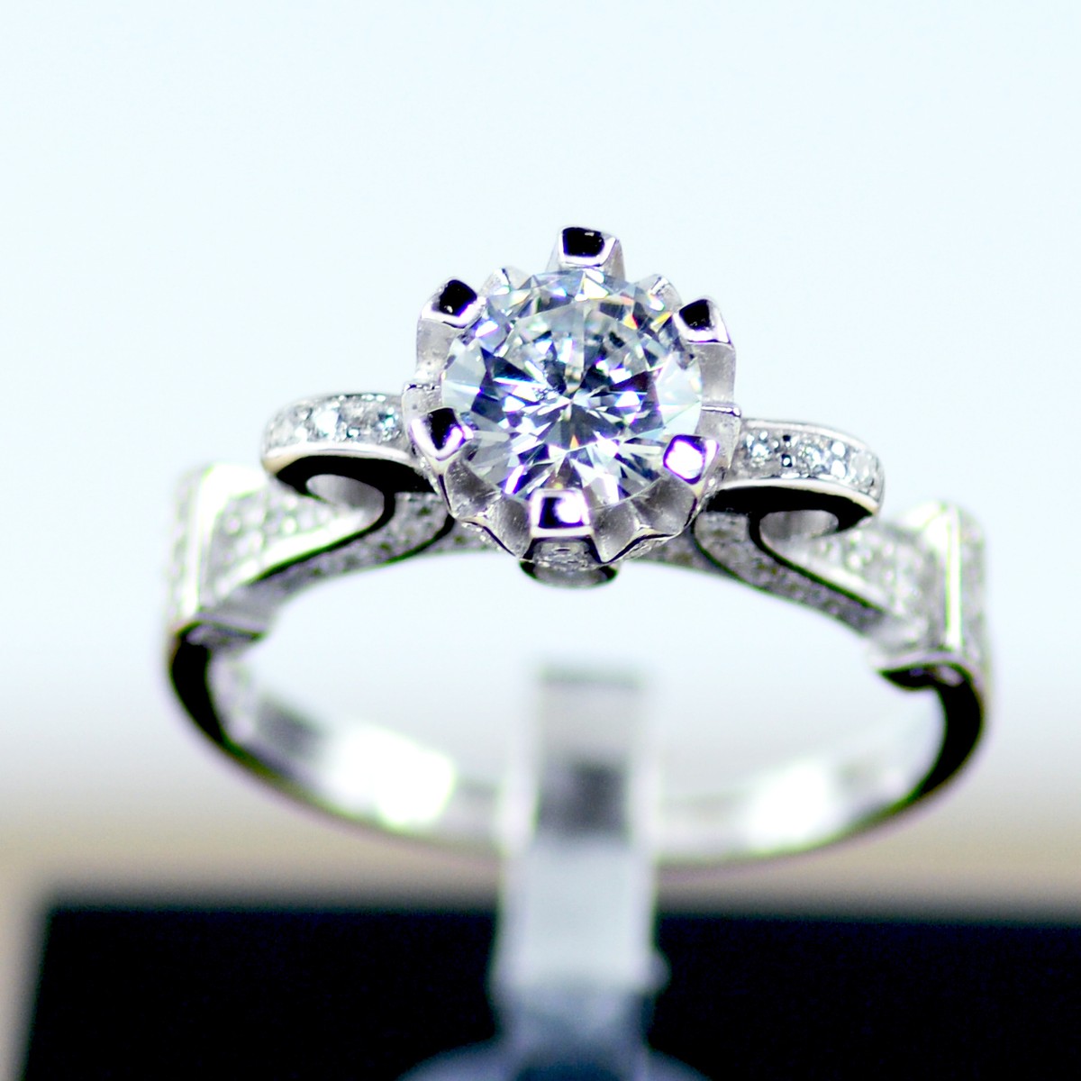 6Grape 1carat AAA Cubic Zirconia Women Engagement Ring 925 Sterling Silver  cz