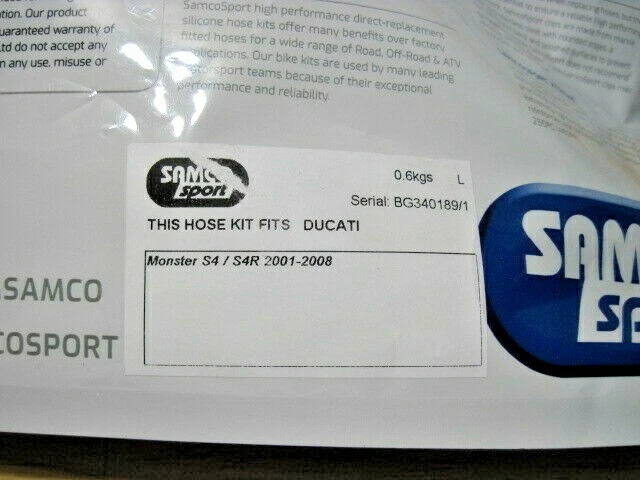 Kit de mangueira de radiador de silicone Samco, AZUL, 2001-2008 Ducati Monster S4/S4R - Imagem 3 de 4