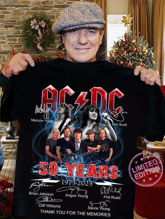 Ac dc 50 years 1973-2023 thank you for the memories shirt | eBay